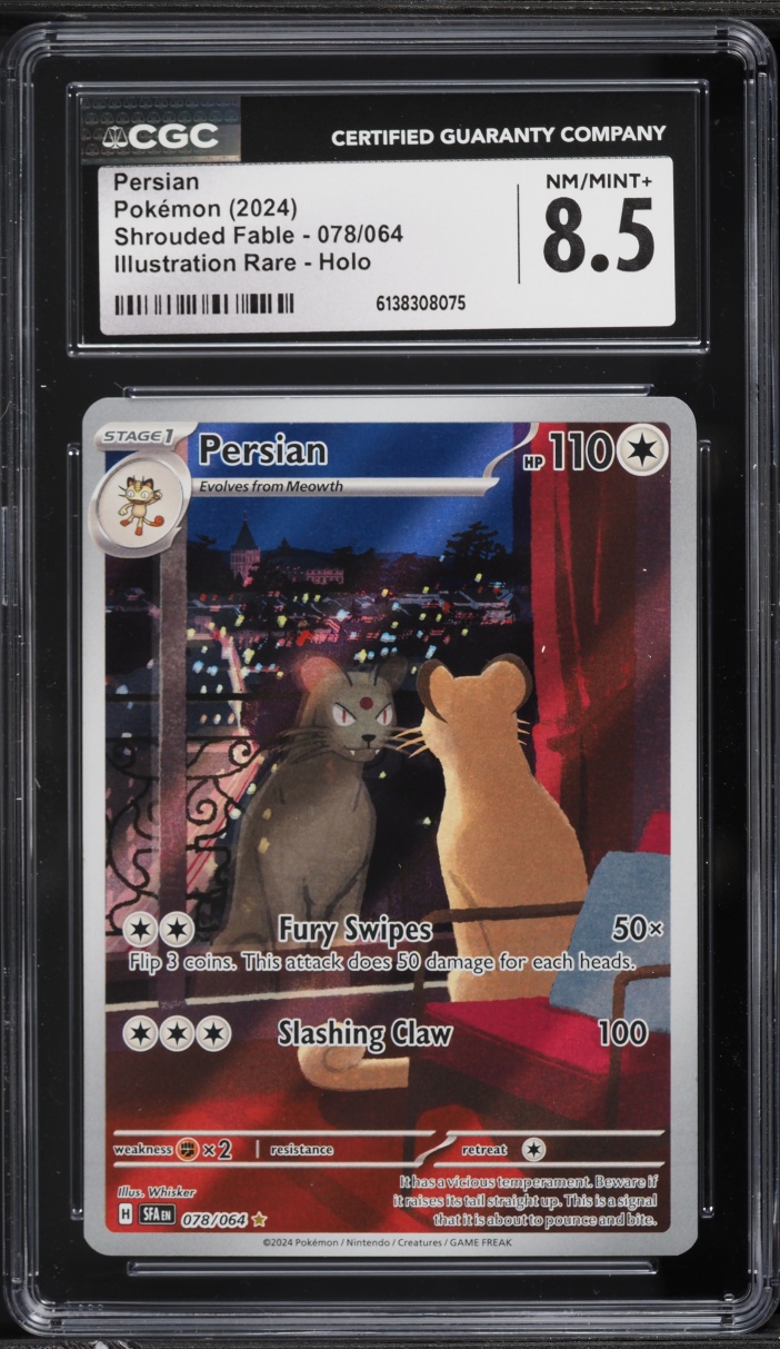 2024 Pokemon Scarlet & Violet Shrouded Fable IR Persian #78 CGC 8.5 NM-MT+