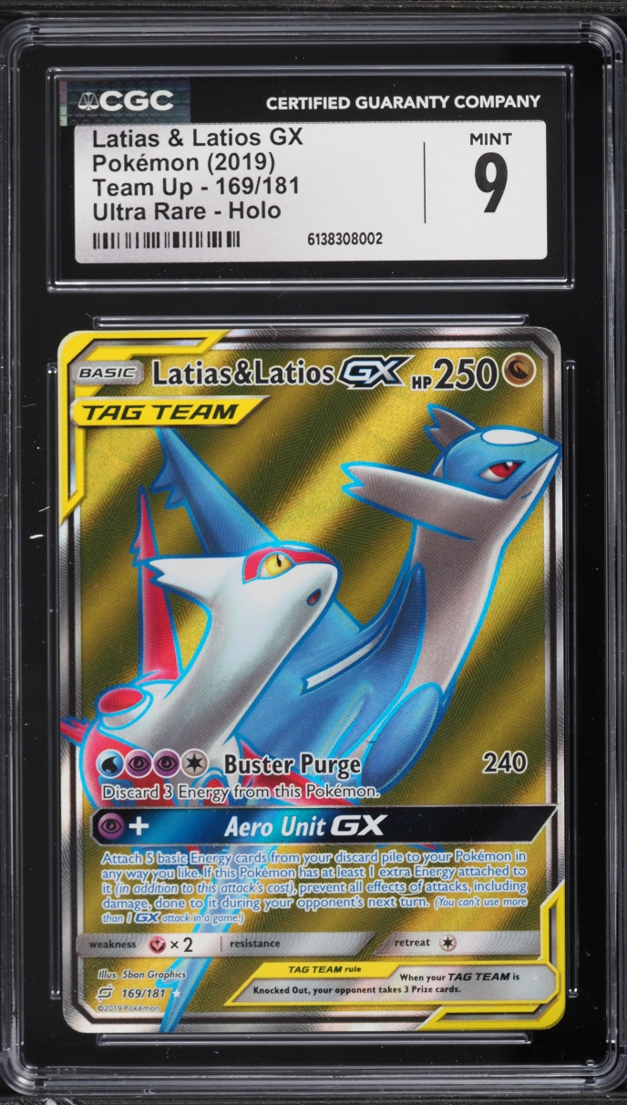 2019 Pokemon Sun & Moon Team Up Full Art Latias Latios GX #169 CGC 9 MINT