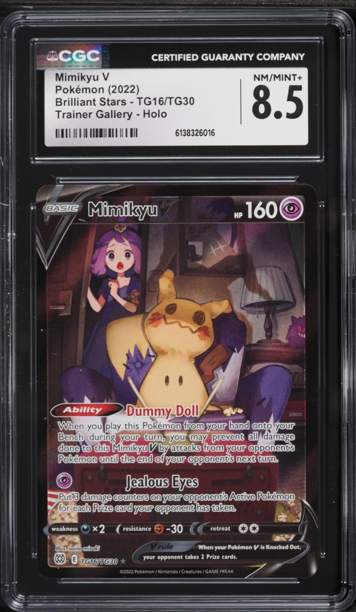 2022 Pokemon Sword & Shield Brilliant Stars CHR Mimikyu V #TG16 CGC 8.5 NM-MT+