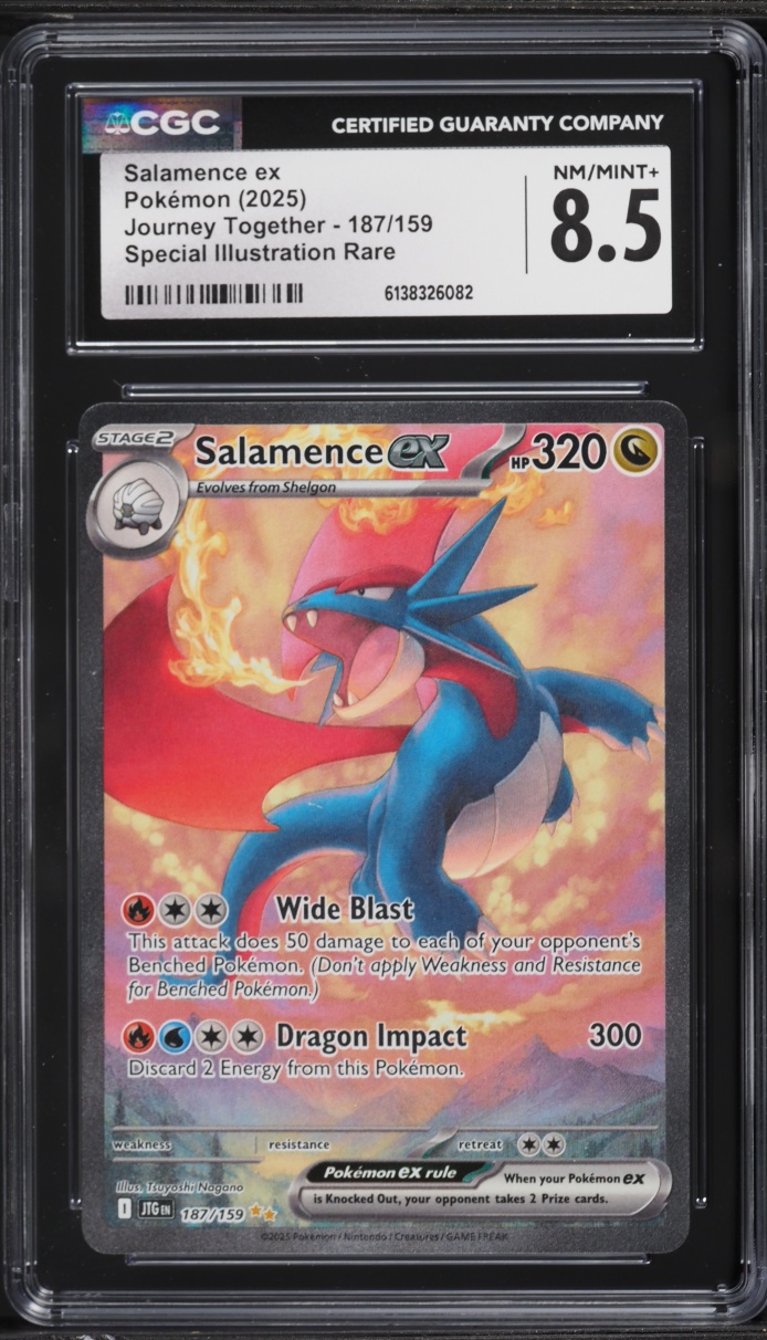 2025 Pokemon Scarlet & Violet Journey Together SIR Salamence EX #187 CGC 8.5 NM-MT+