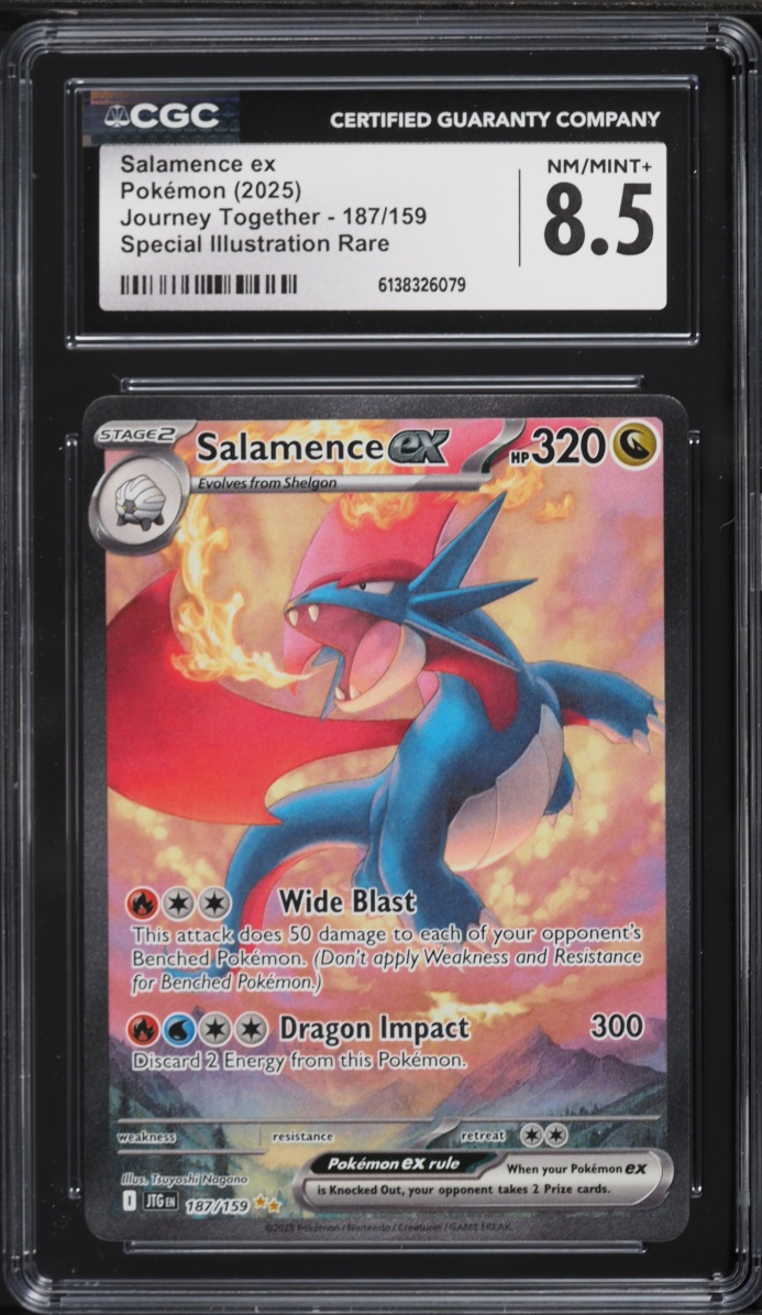 2025 Pokemon Scarlet & Violet Journey Together SIR Salamence EX #187 CGC 8.5 NM-MT+