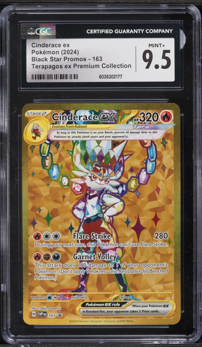 2024 Pokemon Scarlet & Violet Promo Ultra Premium Gold Rare Cinderace ex #163 CGC 9.5 MINT+