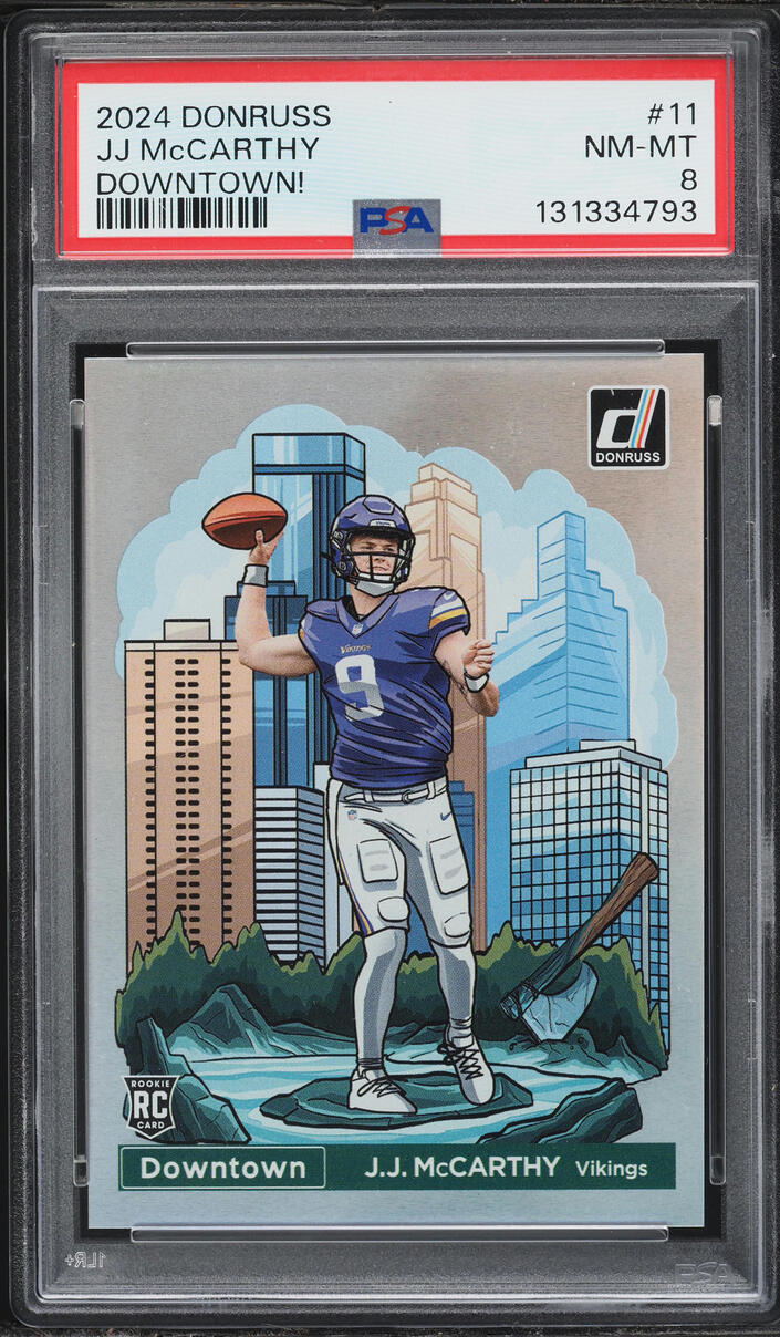 2024 Donruss Downtown J.J. McCarthy ROOKIE #11 PSA 8 NM-MT