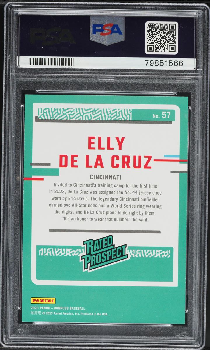 2023 Donruss Holo Blue Elly De La Cruz ROOKIE #57 PSA 9 MINT