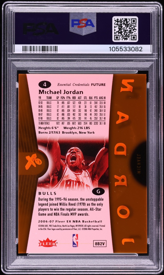 2006 Fleer E-X Essential Credentials Future Michael Jordan /77 #4 PSA 8 NM-MT