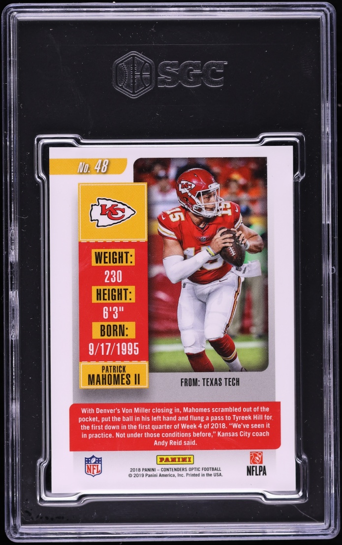 2018 Panini Contenders Optic Season Ticket Patrick Mahomes II #48 SGC 9.5 MINT+