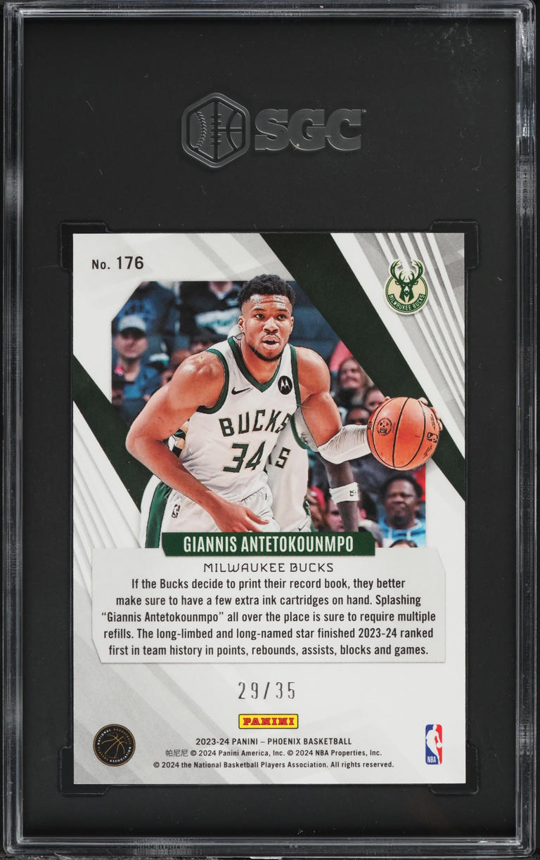 2023 Panini Phoenix Blue Giannis Antetokounmpo /35 #176 SGC 9.5 MINT+