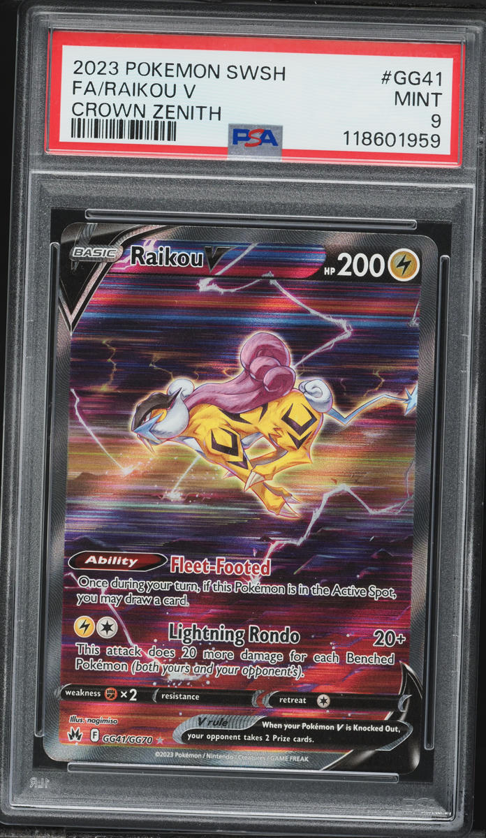 2023 Pokemon Sword & Shield Crown Zenith Alt Art Raikou V #GG41 PSA 9 MINT