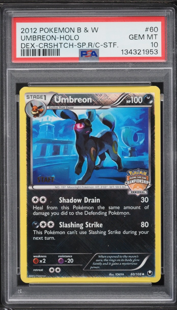 2012 Pokemon BW Dark Explorers Regional Championships Staff Holo Umbreon #60 PSA 10 GEM MINT