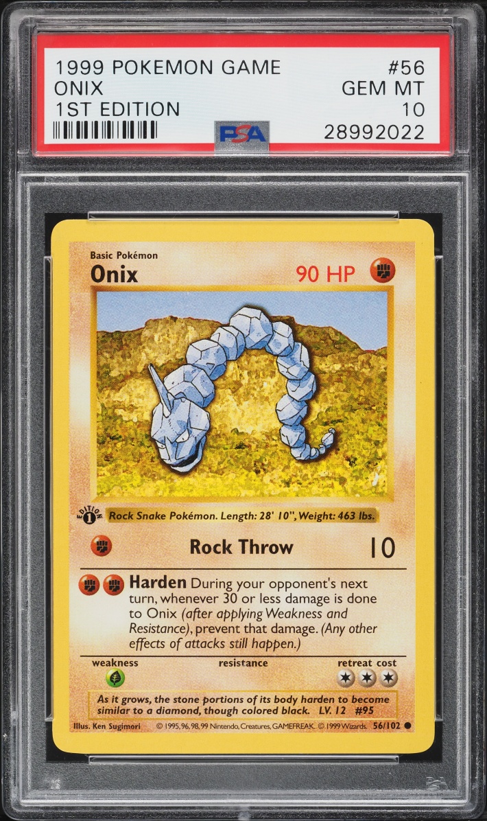 1999 Pokemon Base Set 1st Edition Onix #56 PSA 10 GEM MINT