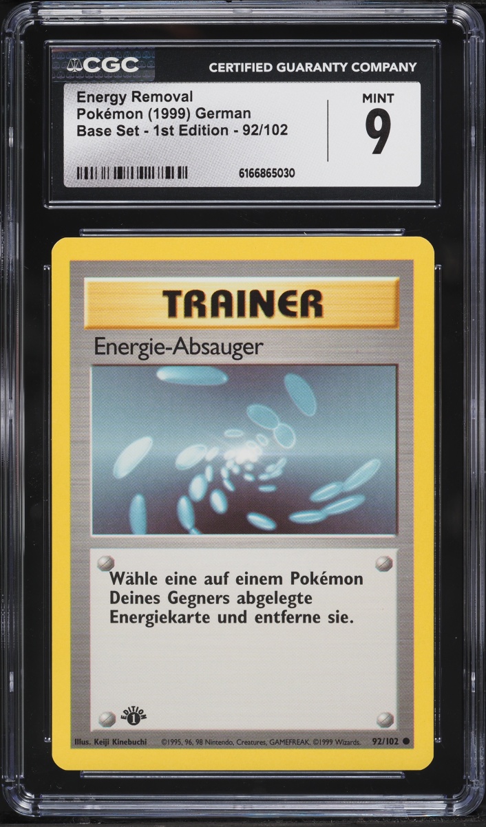 1999 Pokemon German Base Set 1st Edition Energy Removal #92 CGC 9 MINT