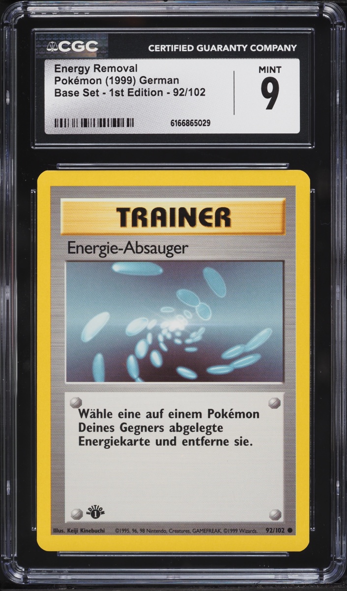 1999 Pokemon German Base Set 1st Edition Energy Removal #92 CGC 9 MINT