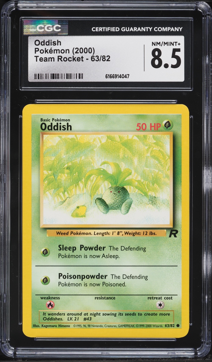 2000 Pokemon Team Rocket Oddish #63 CGC 8.5 NM-MT+