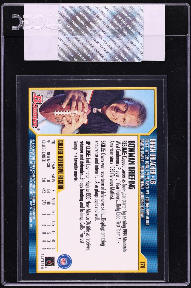 2000 Bowman Football Brian Urlacher ROOKIE #178 CGC AUTH