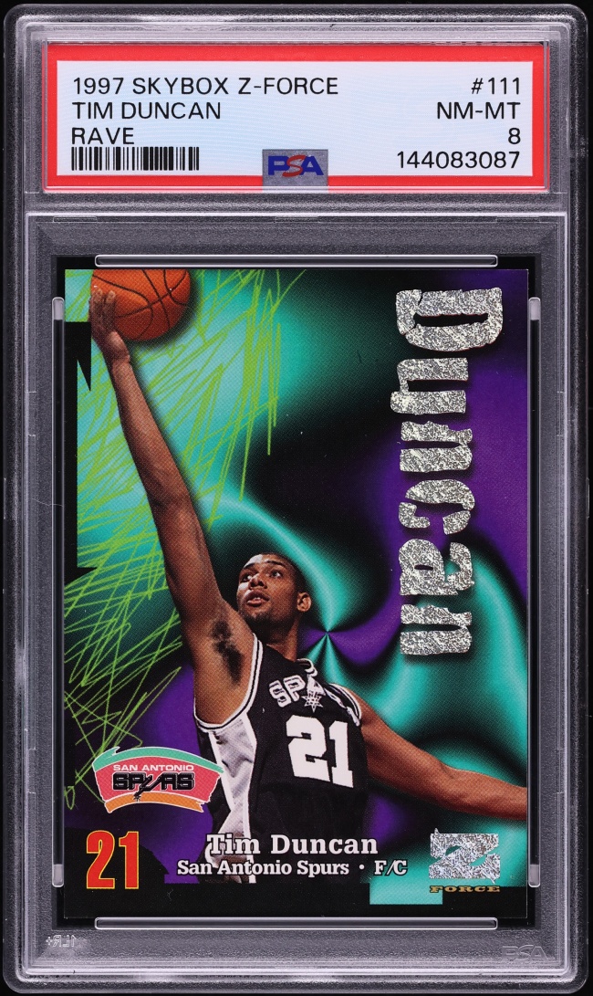 1997 Skybox Z-Force Rave Tim Duncan ROOKIE /399 #111 PSA 8 NM-MT
