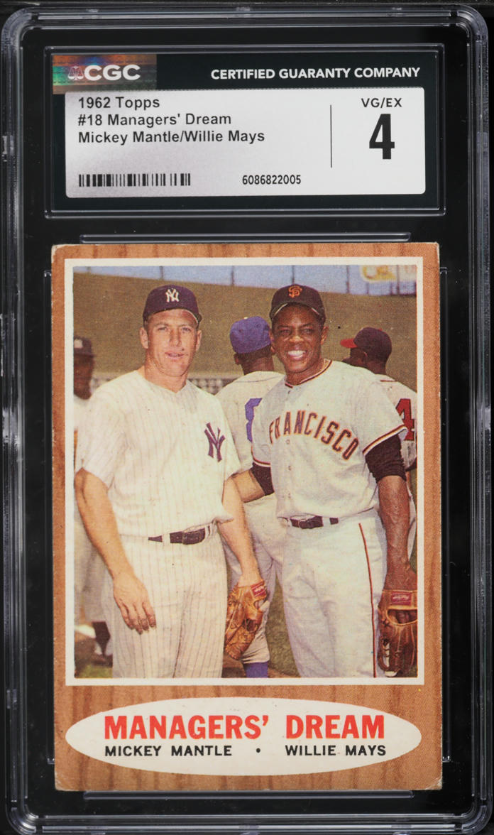 1962 Topps Mickey Mantle & Willie Mays MANAGERS DREAM #18 CGC 4 VGEX