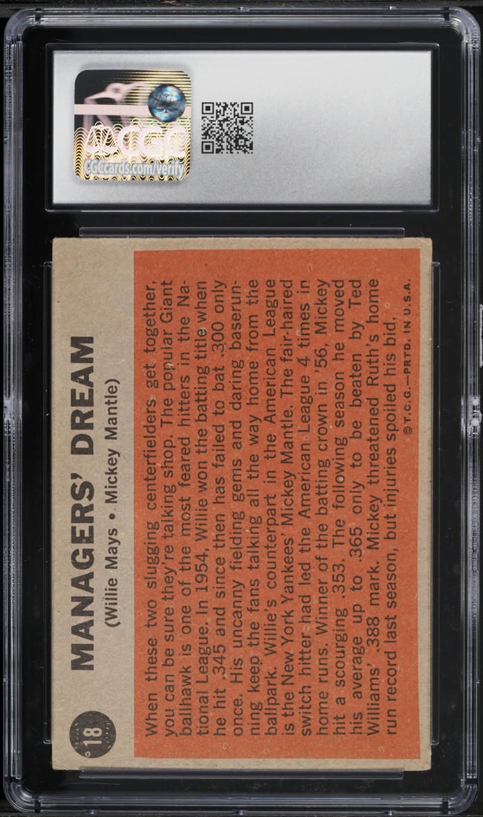 1962 Topps Mickey Mantle & Willie Mays MANAGERS DREAM #18 CGC 4 VGEX