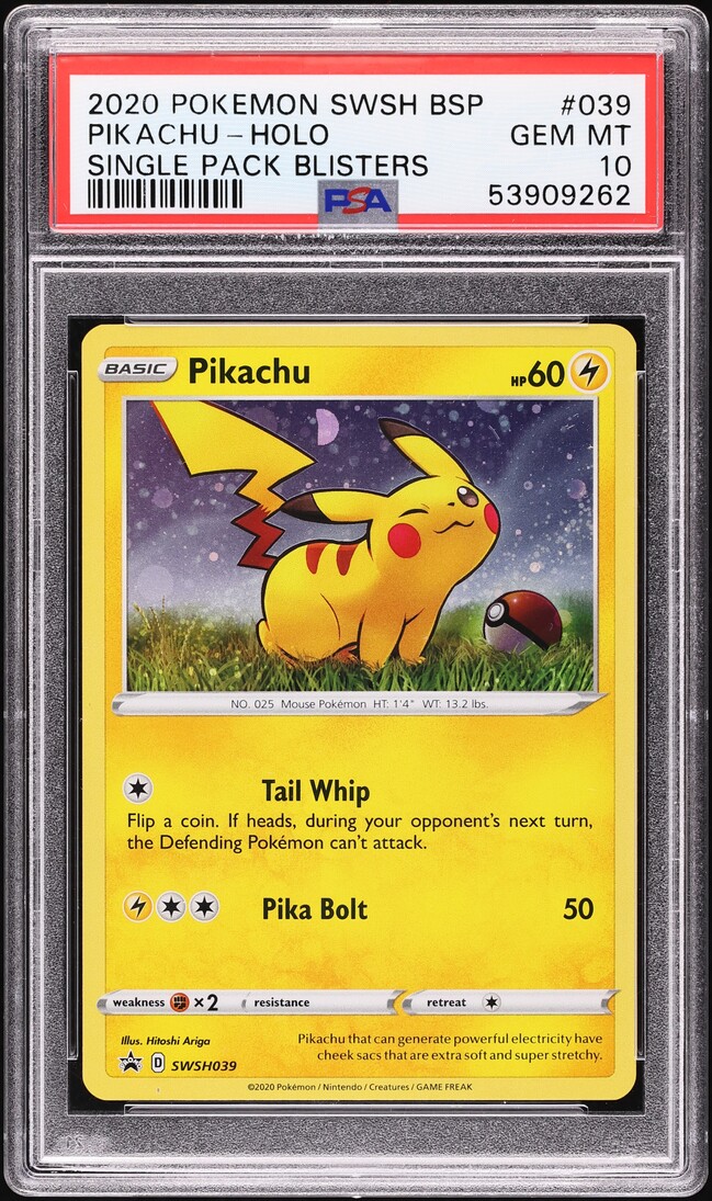 2020 Pokemon Sword & Shield Promo Single Pack Holo Pikachu #39 PSA 10 GEM MINT