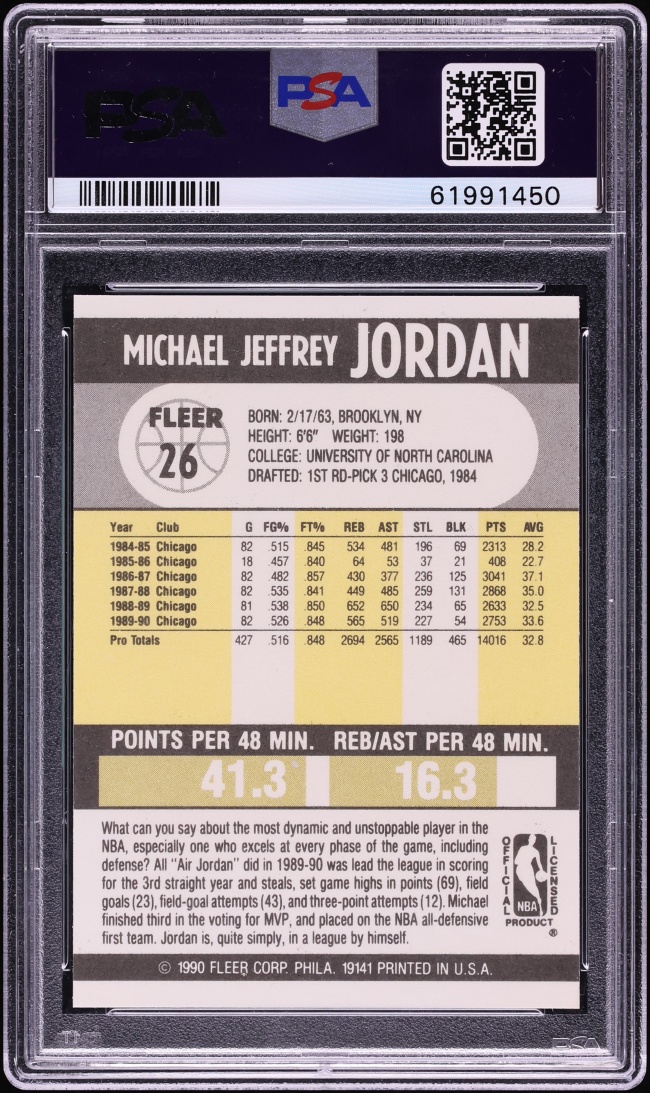 1990 Fleer Basketball Michael Jordan #26 PSA 9 MINT