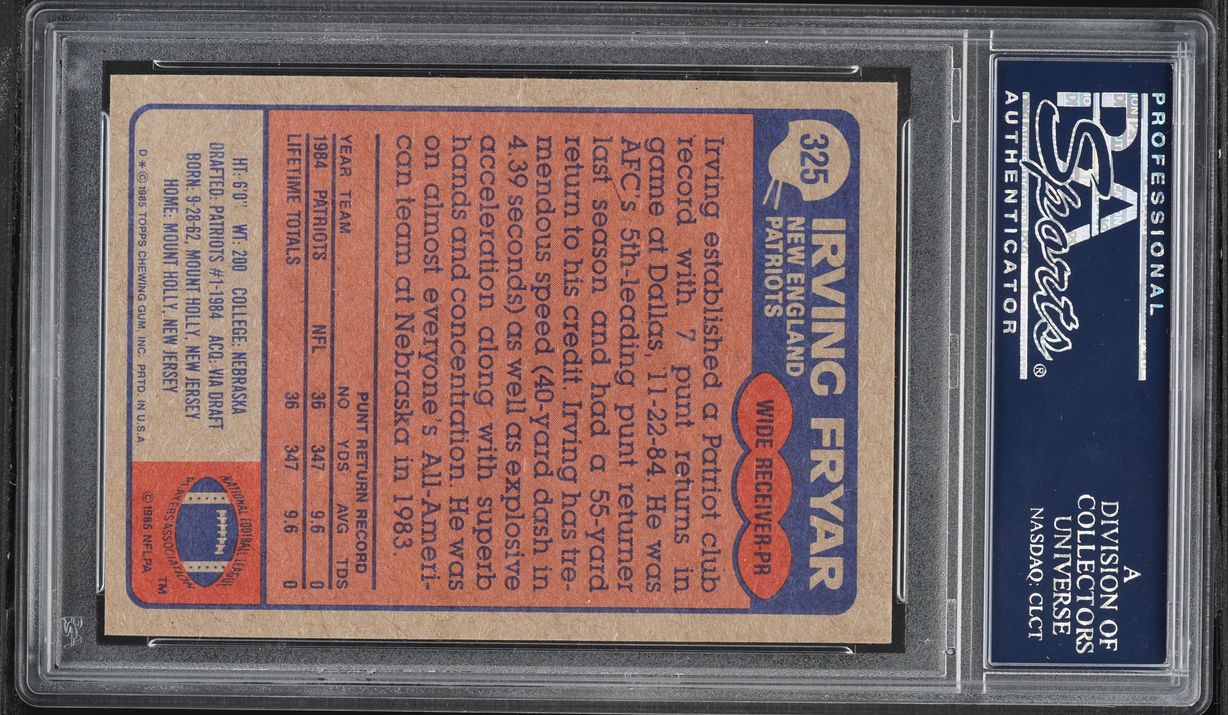 1985 Topps Football Irving Fryar ROOKIE #325 PSA 9 MINT