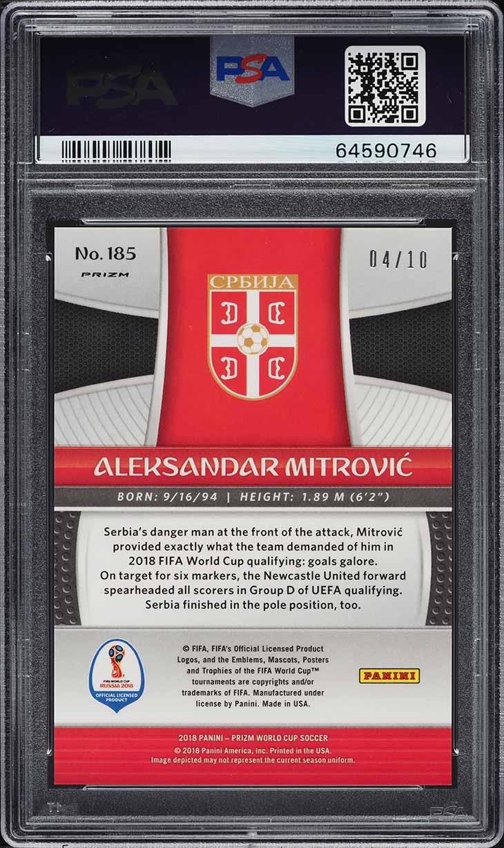 2018 Panini Prizm World Cup Gold Aleksandar Mitrovic /10 #185 PSA 10 GEM MINT