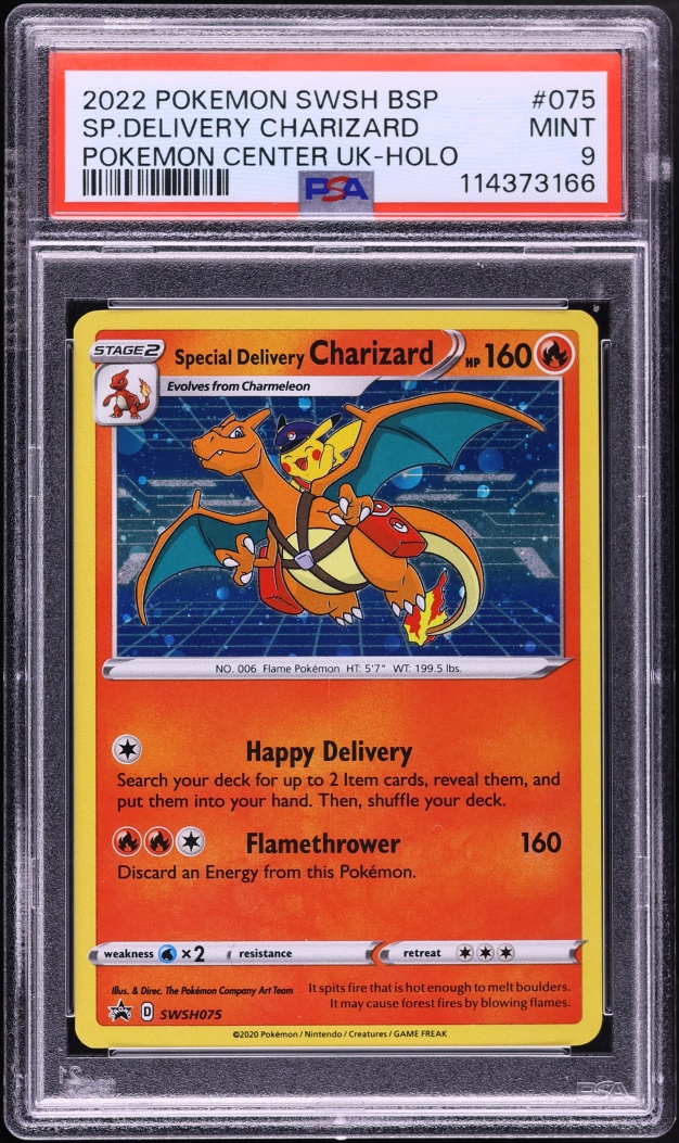 2022 Pokemon Sword & Shield BSP Promo Center UK Holo Special Delivery Charizard #75 PSA 9 MINT