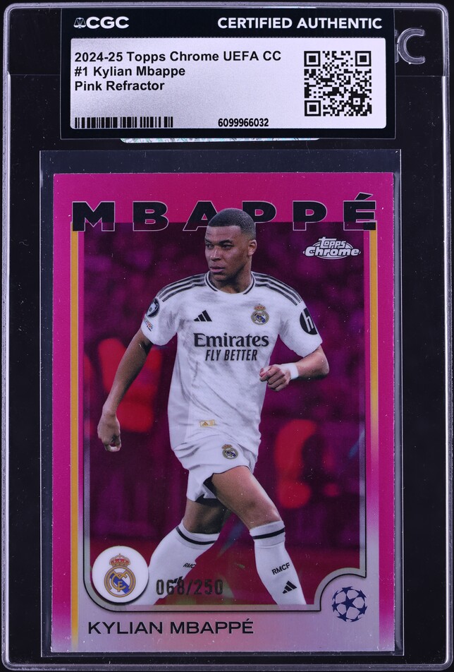 2023 Topps Chrome UEFA Pink Geometric Refractor #21 Kylian Mbappe