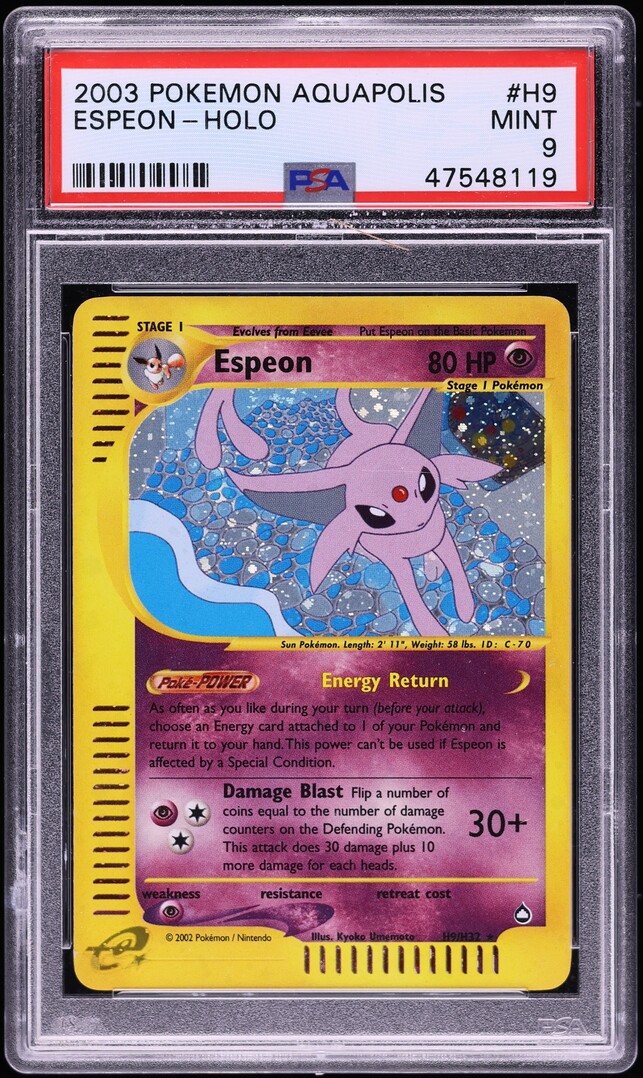 2003 Pokemon Aquapolis Holo Espeon #H9 PSA 9 MINT
