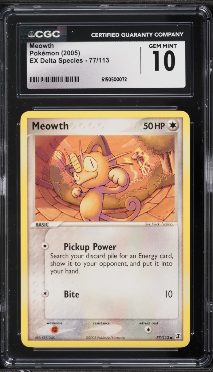 2005 Pokemon EX Delta Species Meowth #77 CGC 10 GEM MINT