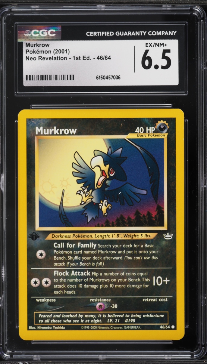 2001 Pokemon Neo Revelation 1st Edition Murkrow #46 CGC 6.5 EXMT+