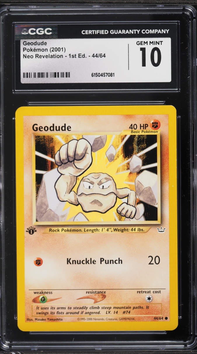 2001 Pokemon Neo Revelation 1st Edition Geodude #44 CGC 10 GEM MINT