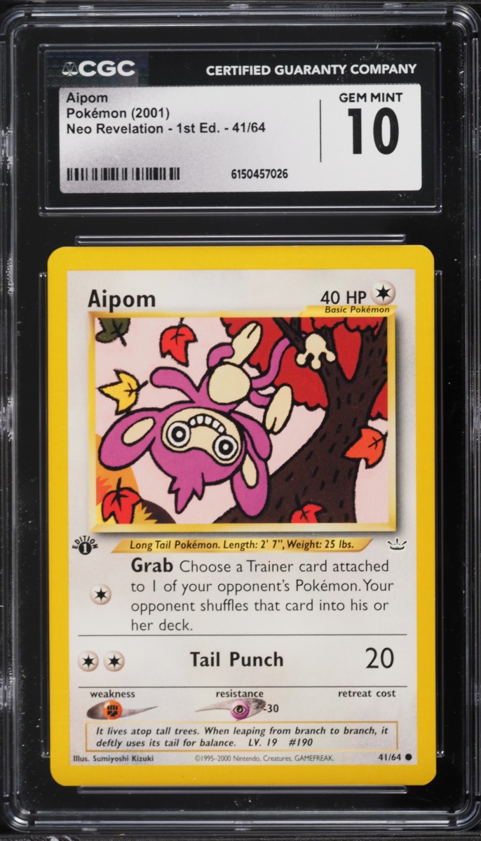 2001 Pokemon Neo Revelation 1st Edition Aipom #41 CGC 10 GEM MINT