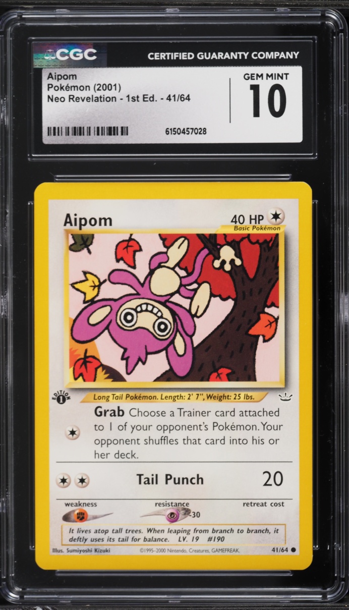 2001 Pokemon Neo Revelation 1st Edition Aipom #41 CGC 10 GEM MINT