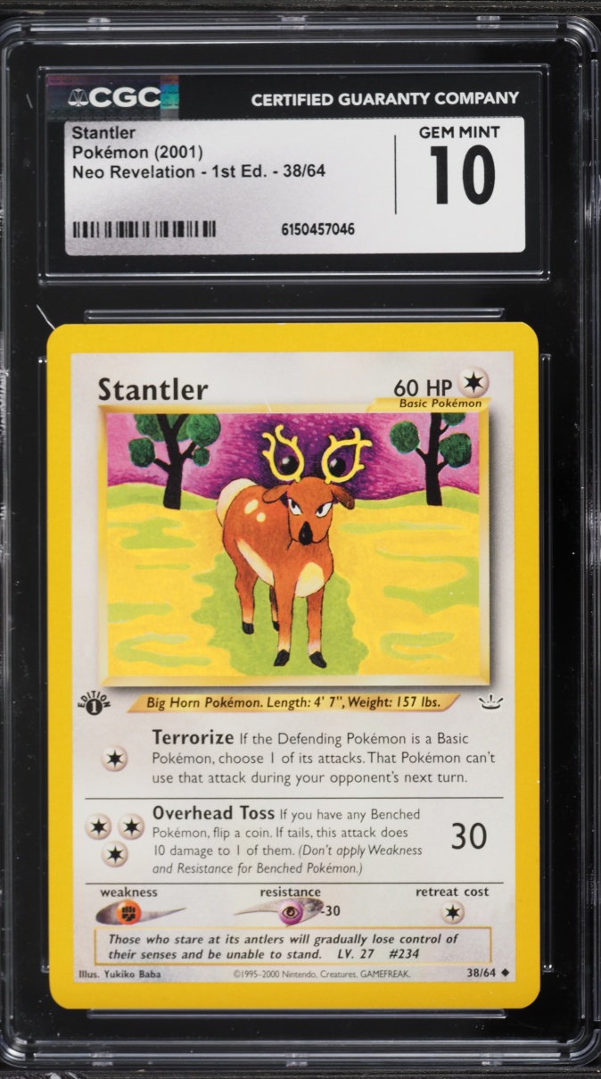 2001 Pokemon Neo Revelation 1st Edition Stantler #38 CGC 10 GEM MINT