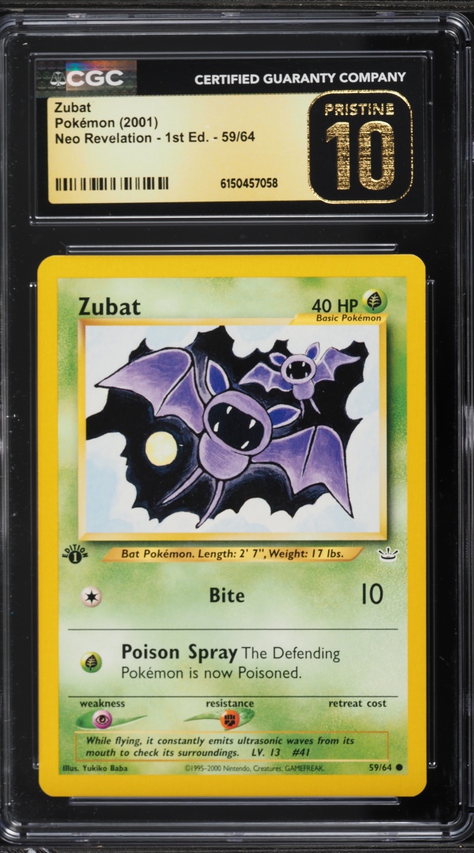 2001 Pokemon Neo Revelation 1st Edition Zubat #59 CGC 10 PRISTINE