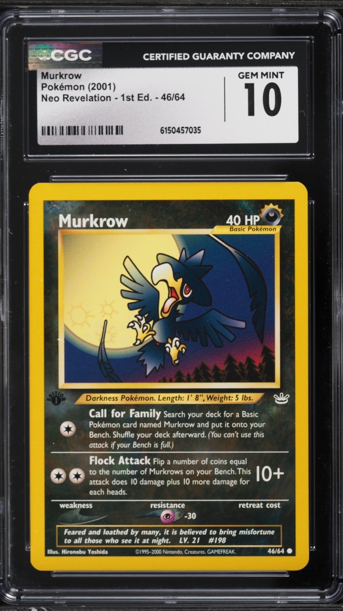 2001 Pokemon Neo Revelation 1st Edition Murkrow #46 CGC 10 GEM MINT