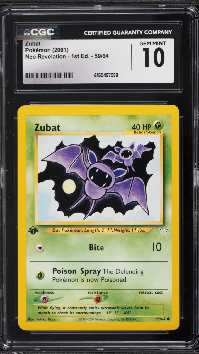2001 Pokemon Neo Revelation 1st Edition Zubat #59 CGC 10 GEM MINT