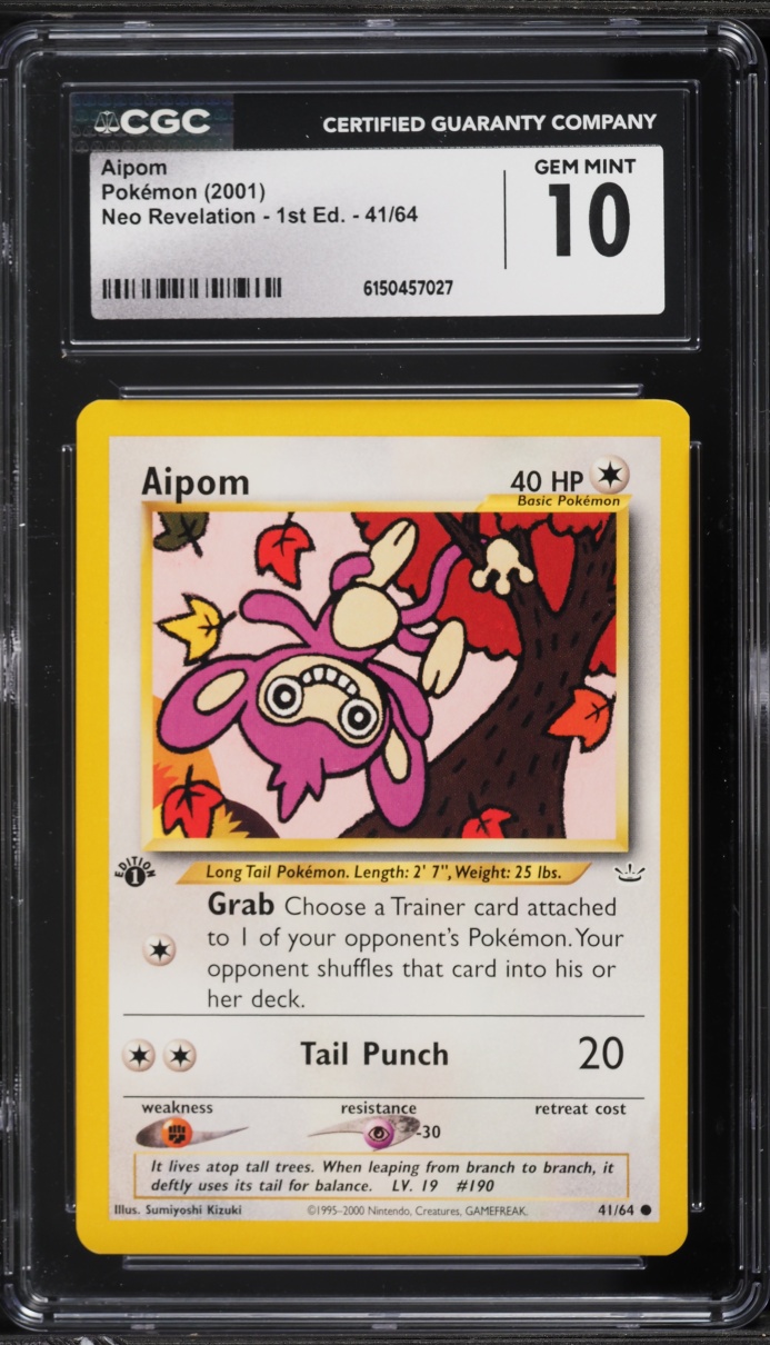 2001 Pokemon Neo Revelation 1st Edition Aipom #41 CGC 10 GEM MINT