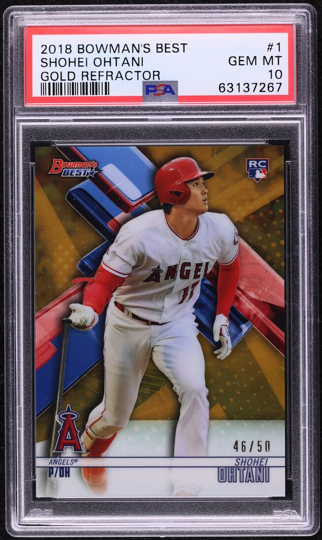 2018 Bowman's Best Gold Refractor Shohei Ohtani ROOKIE /50 #1 PSA 10 GEM MINT