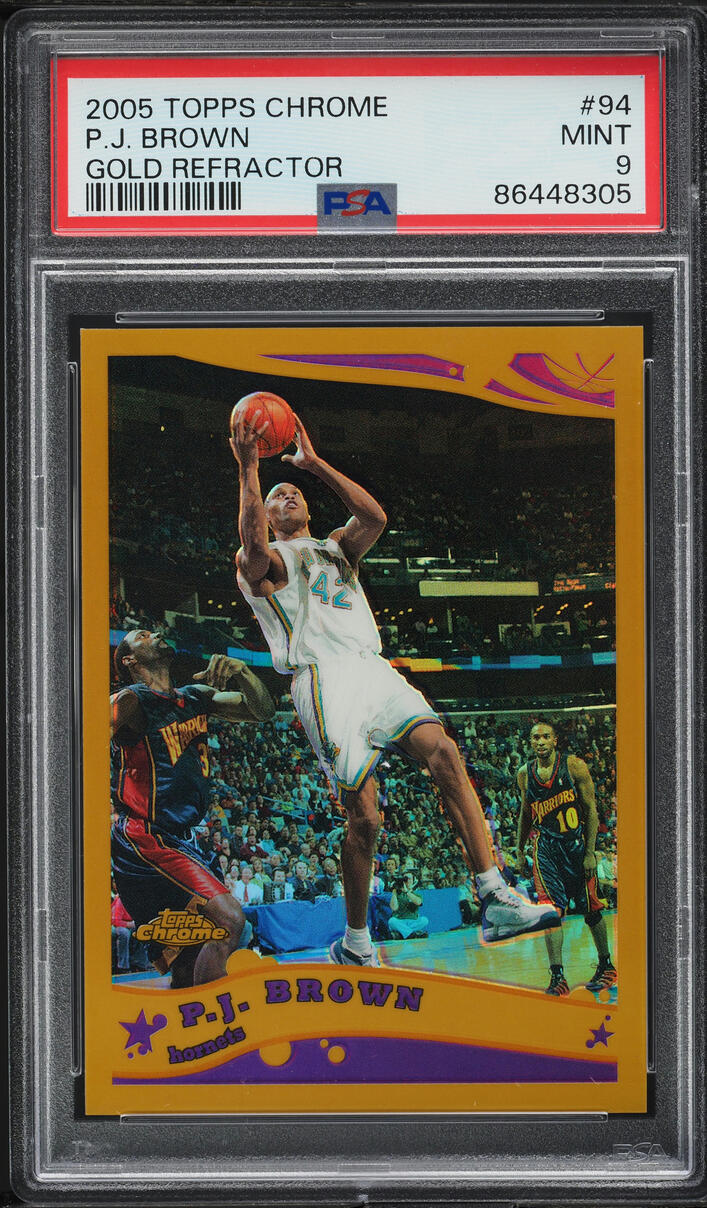 2005 Topps Chrome Gold Refractor P.J. Brown /99 #94 PSA 9 MINT