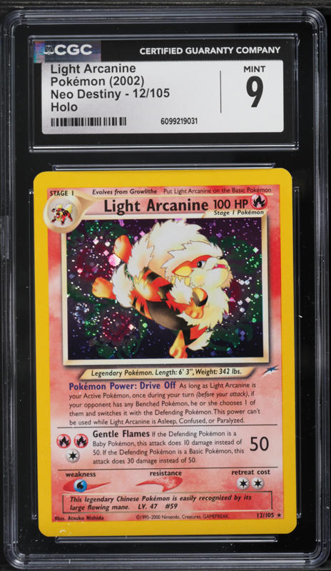 2002 Pokemon Neo Destiny Holo Light Arcanine #12 BGS 8.5 NM-MT+ on