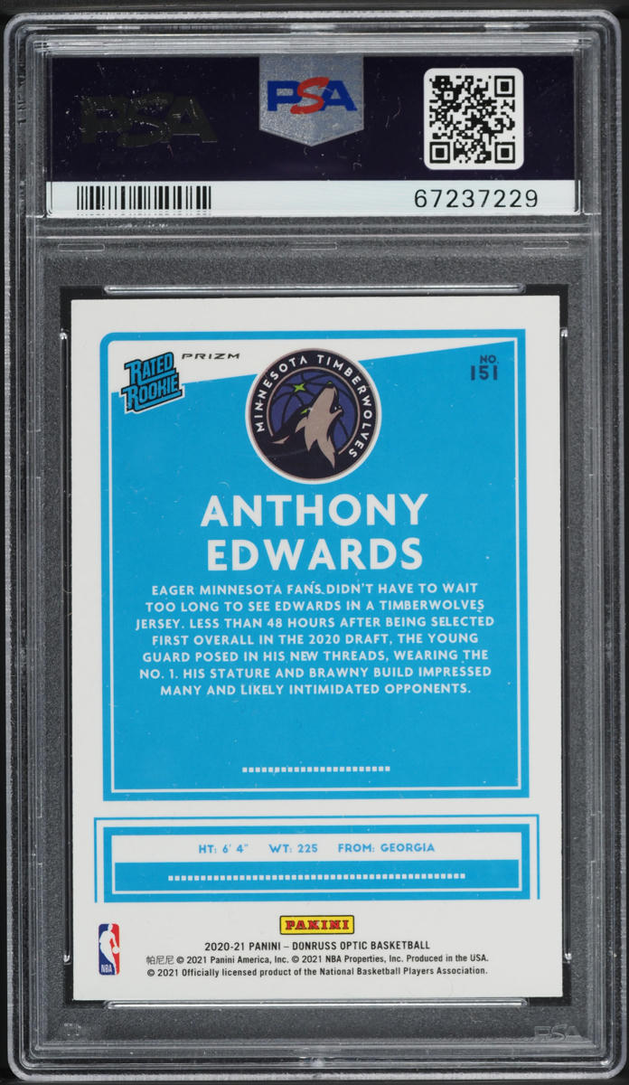 2020 Donruss Optic Fanatics Box Set Anthony Edwards ROOKIE #151 PSA 10 GEM MINT