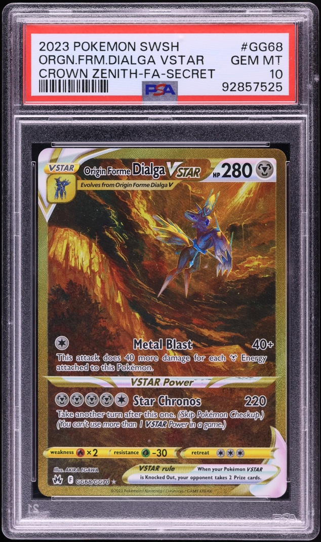 2023 Pokemon Sword & Shield Crown Zenith Gold Rare Origin Forme Dialga VSTAR #GG68 PSA 10 GEM