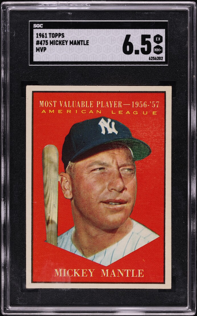 1961 Topps Mickey Mantle MVP #475 SGC 6.5 EXMT+