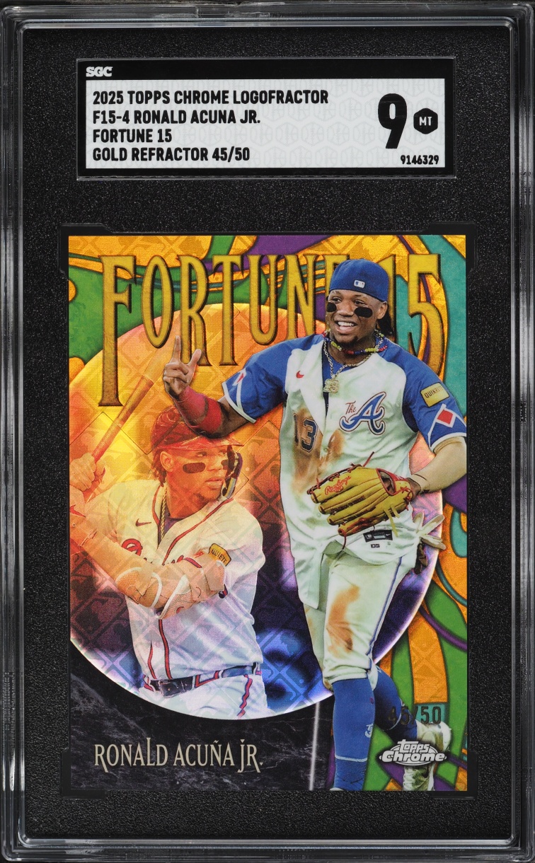 2025 Topps Chrome Logofractor Fortune 15 Gold Refractor Ronald Acuna Jr. /50 #F15-4 SGC 9 MINT