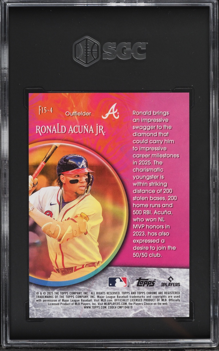 2025 Topps Chrome Logofractor Fortune 15 Gold Refractor Ronald Acuna Jr. /50 #F15-4 SGC 9 MINT