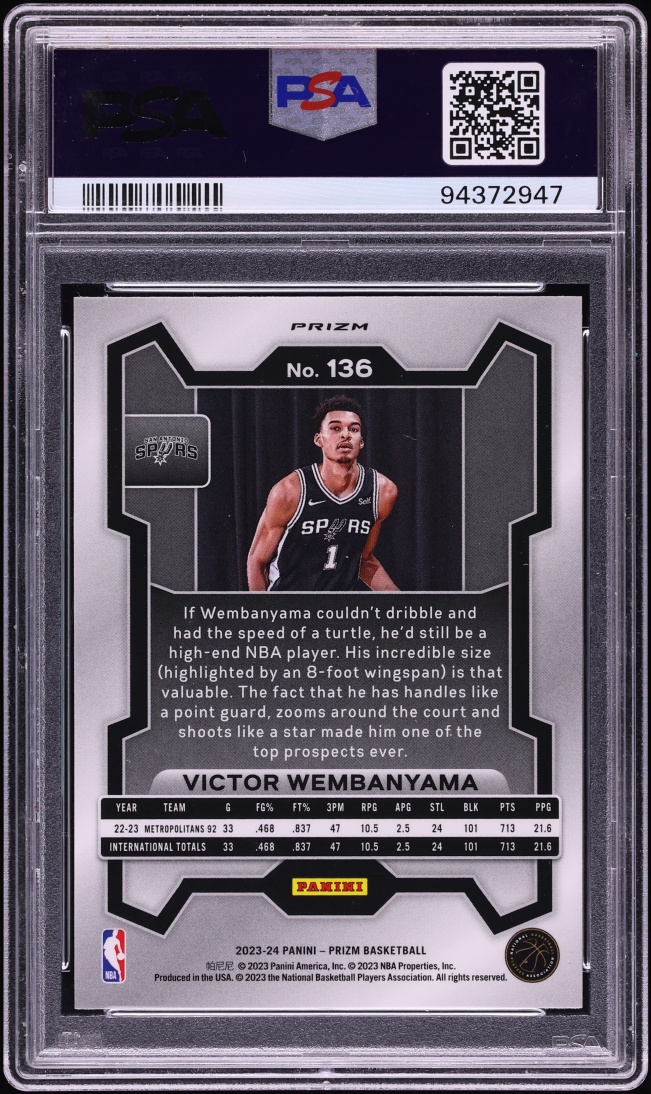 2023 Panini Prizm Red Ice Victor Wembanyama ROOKIE #136 PSA 10 GEM MINT