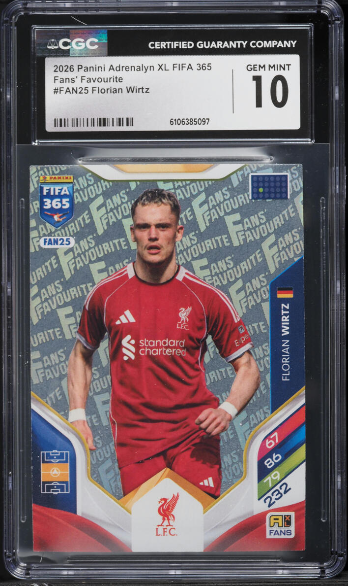2026 Panini Adrenalyn XL FIFA 365 Fans' Favourite Florian Wirtz #FAN25 CGC 10 GEM MINT