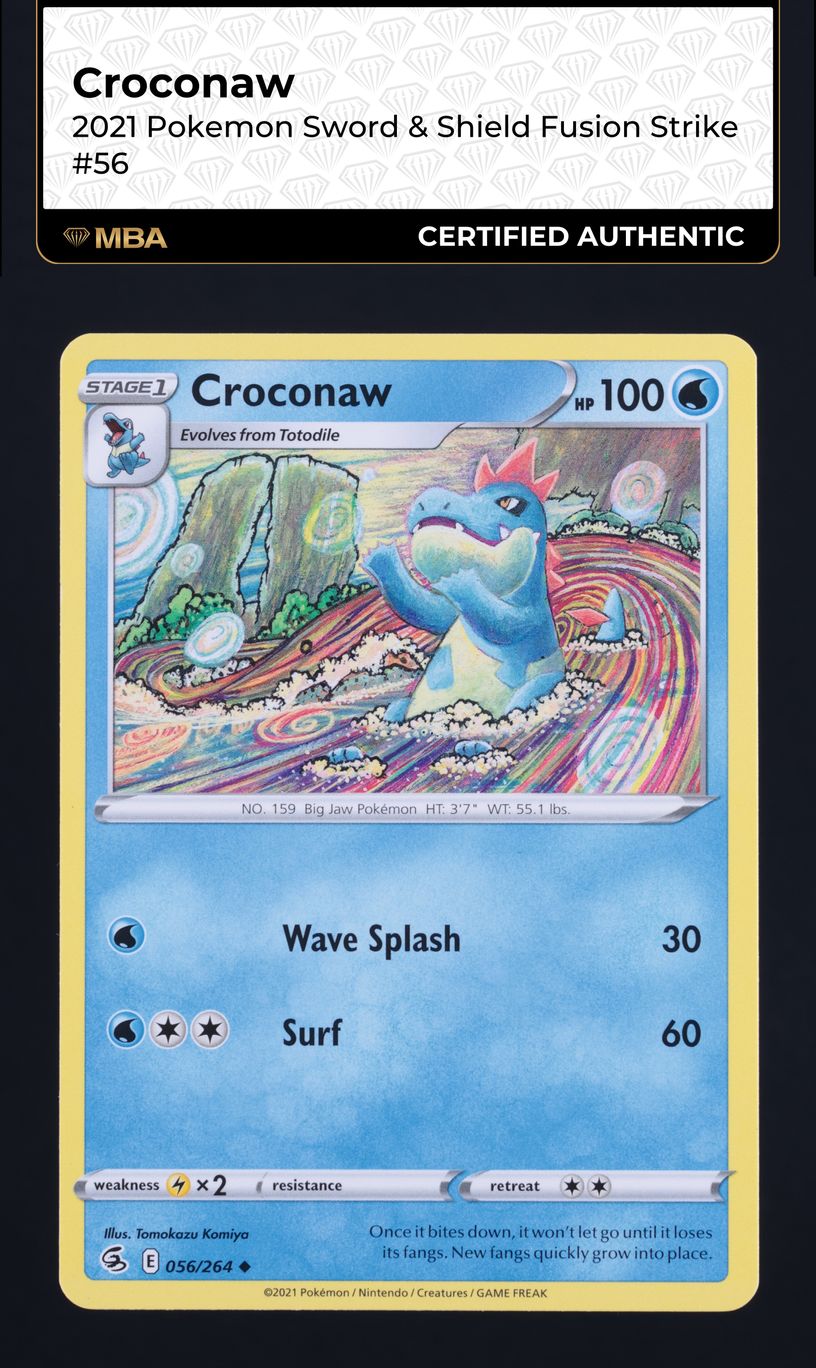 2021 Pokemon Sword & Shield Fusion Strike Croconaw #56 MBA AUTH