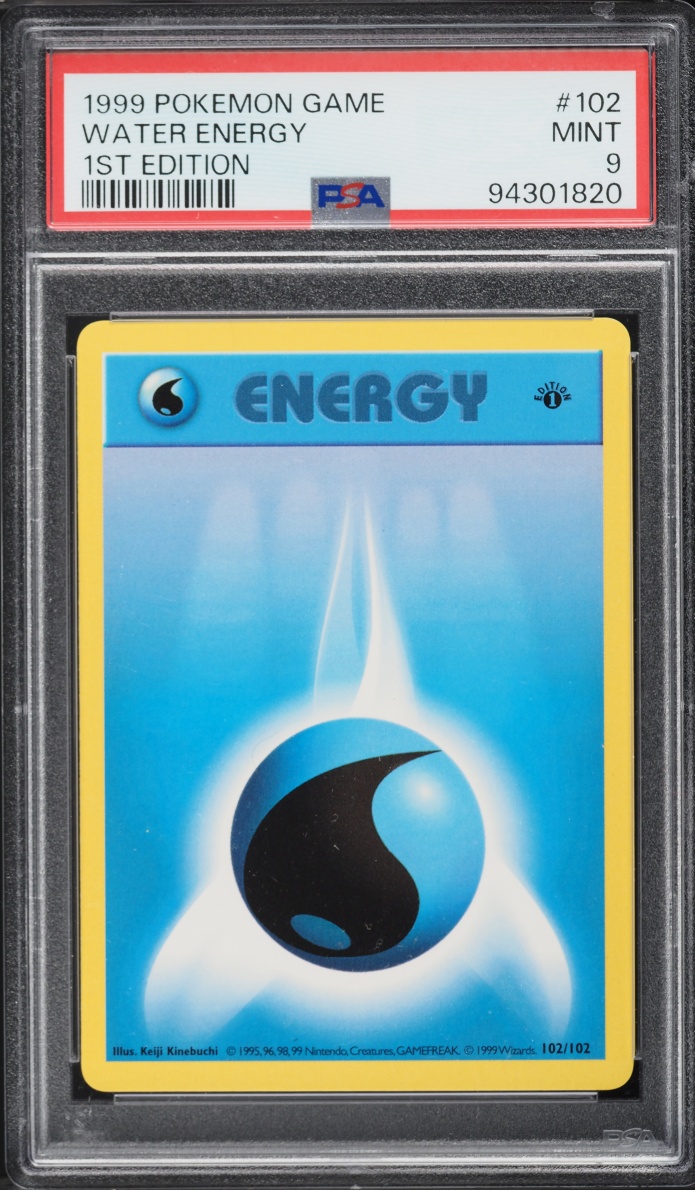 1999 Pokemon Base Set Shadowless 1st Edition Water Energy #102 PSA 9 MINT